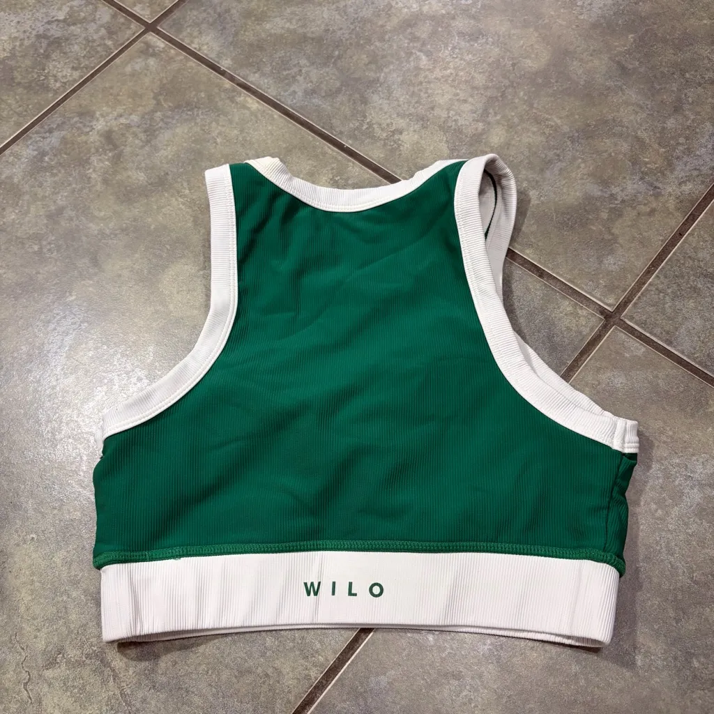 Wilo The Label Green w/White Trim Cropped Sports Bra Top Sz S Athletic Outdoor - Image 2