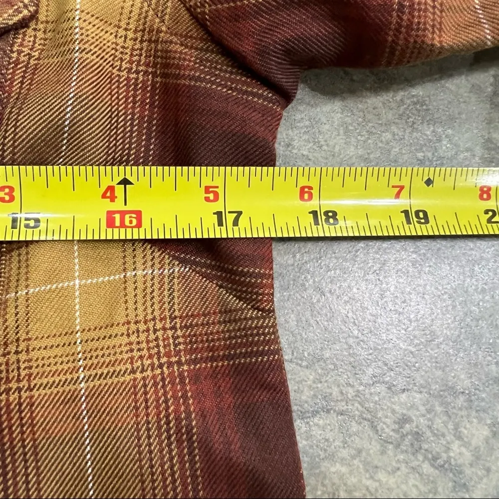 Dixxon Flannel Pearl Snap Goldfield Plaid Long Sleeve Women's Sz M Western Boho Brown Size M - Image 10