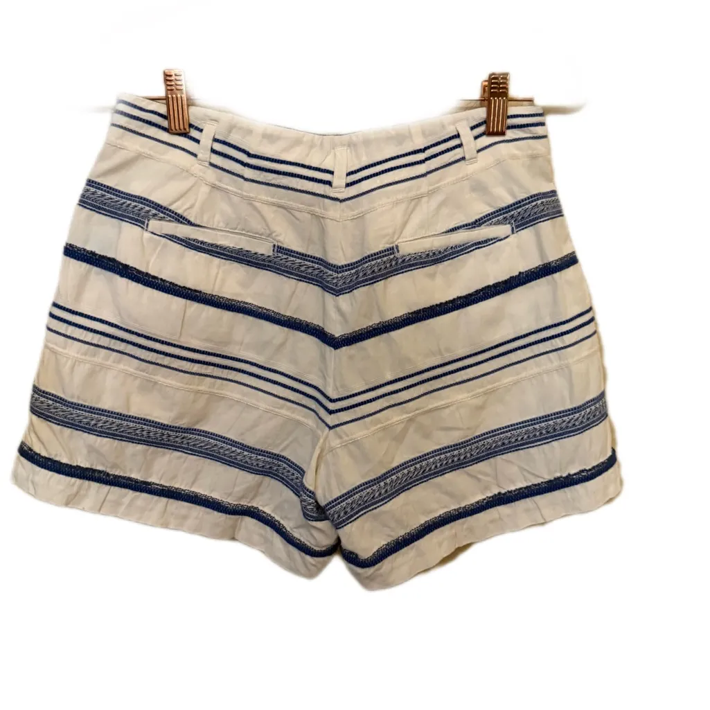 J. McLaughlin Embroidered Jacquard  Women's Blue and White Striped Shorts - Image 3