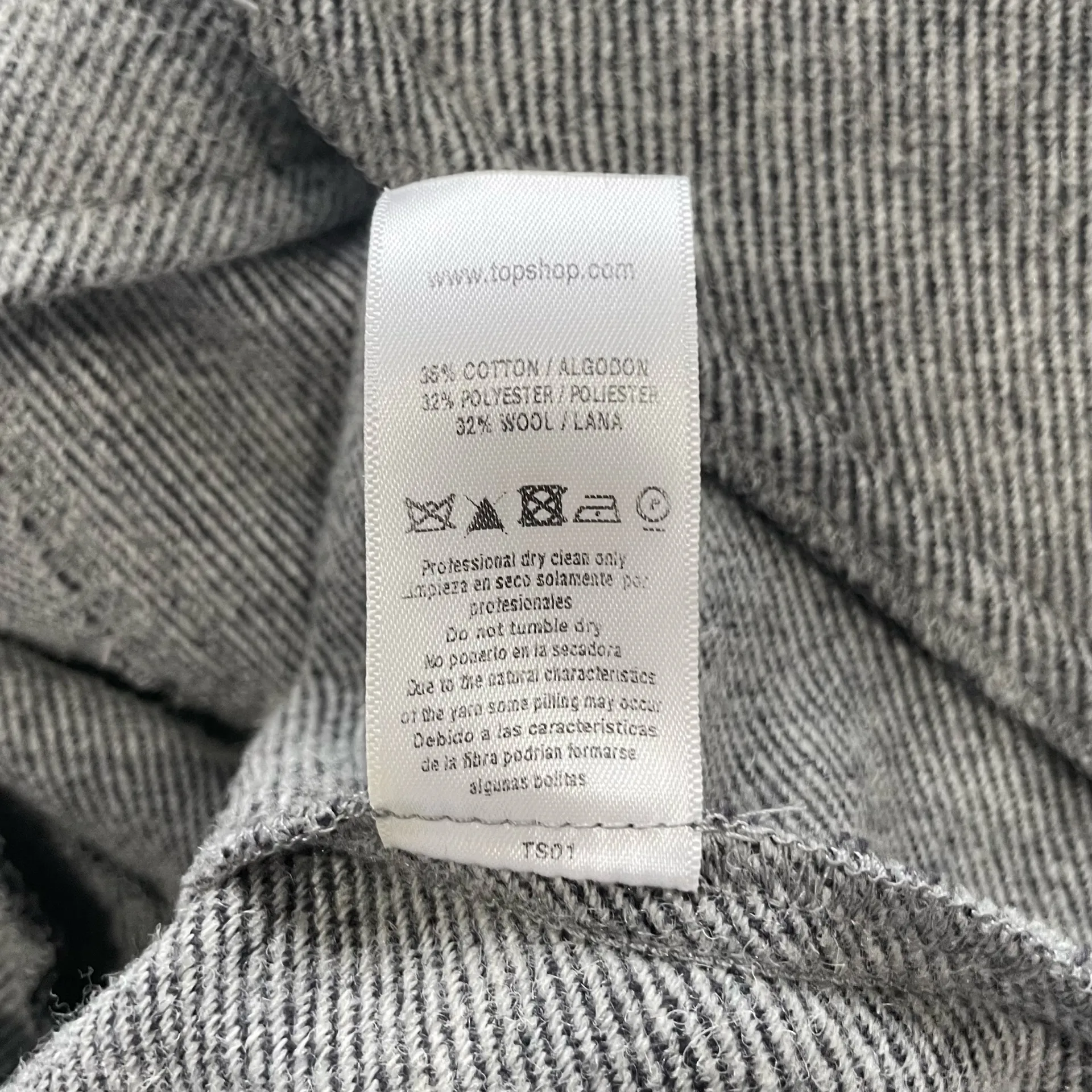 Topshop Wool Blend Asymmetric Zip Front Belted Biker Moto Jacket Grey Size 6 - Image 18