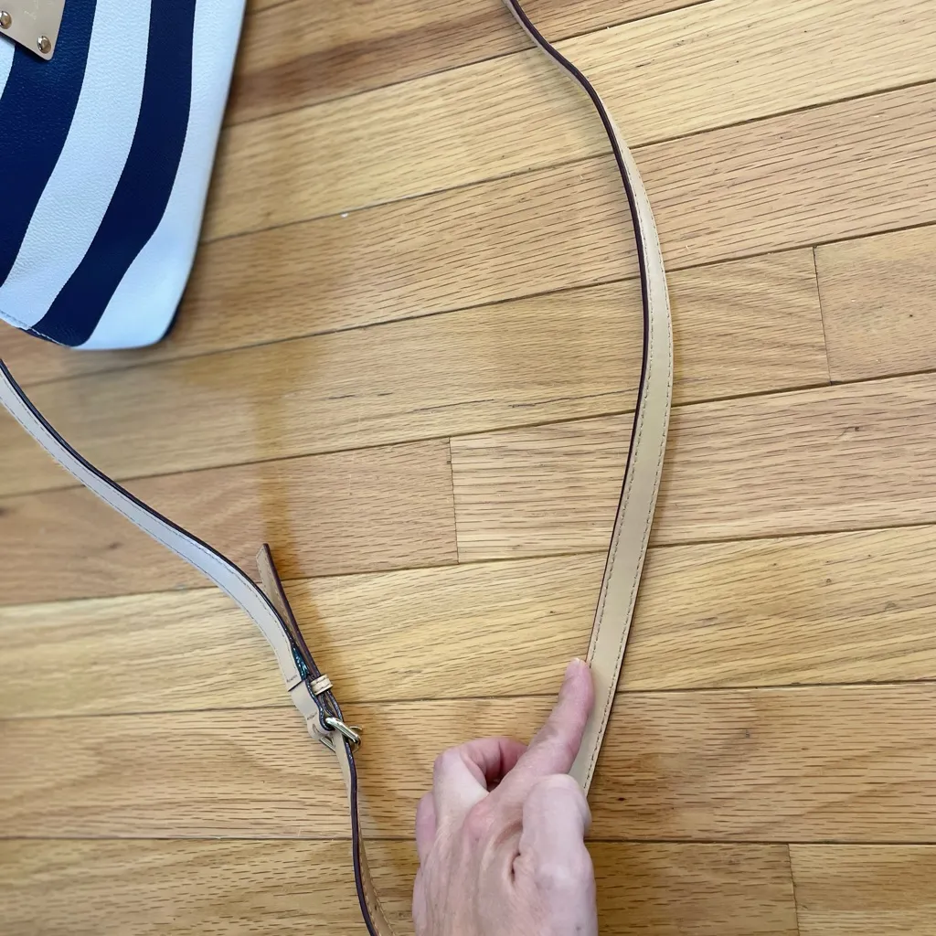 Kate Spade Blue and White Striped Crossbody - Image 11