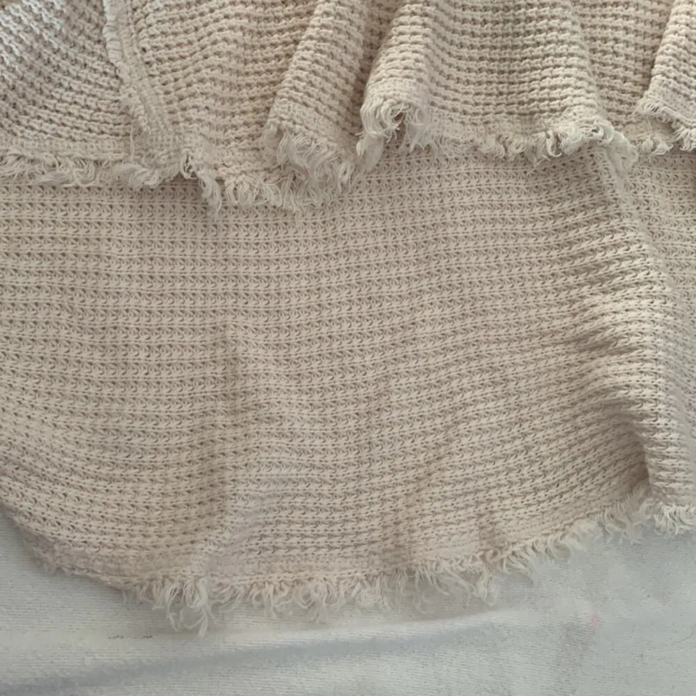 Free people womens xs oversized cold shoulder waffle knit top shirt long sleeve - Image 7