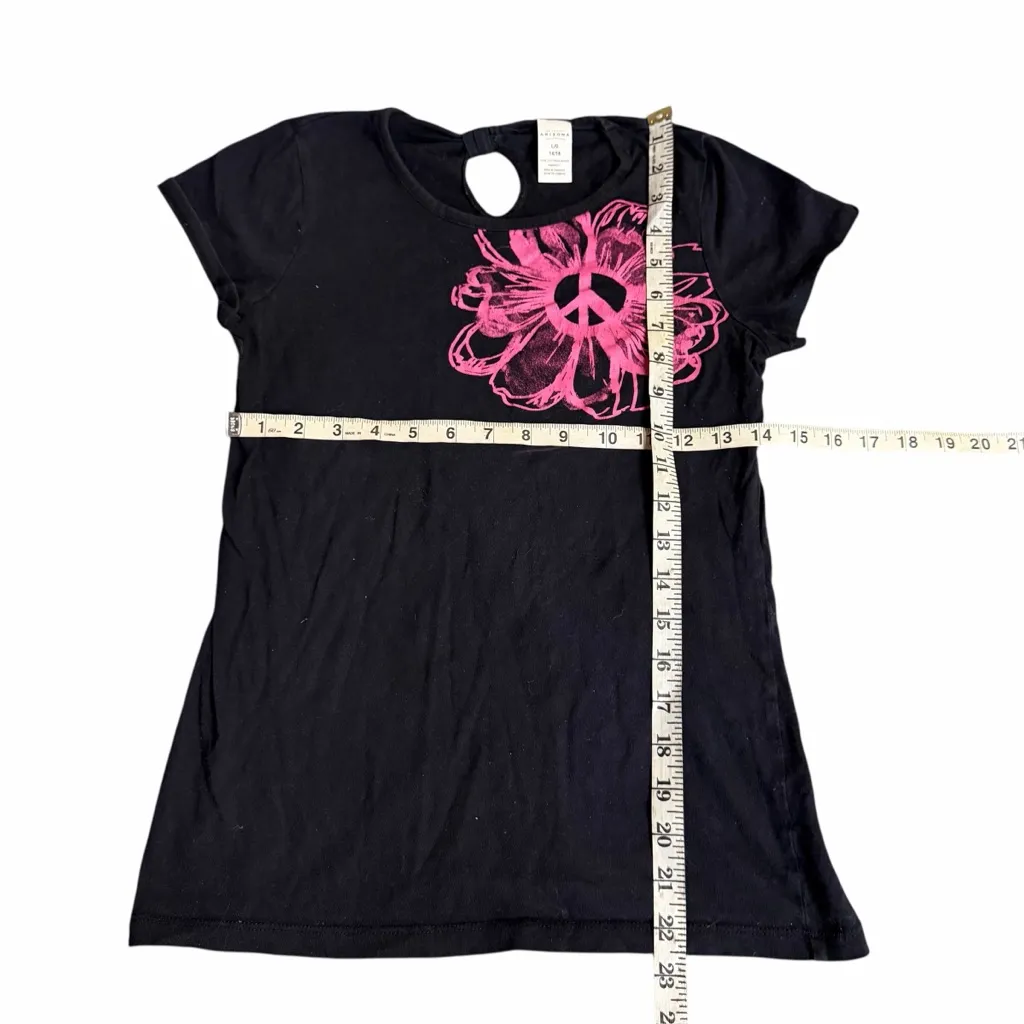 Y2K Scene Black and Pink Peace Sign Top Fits XS - Image 2