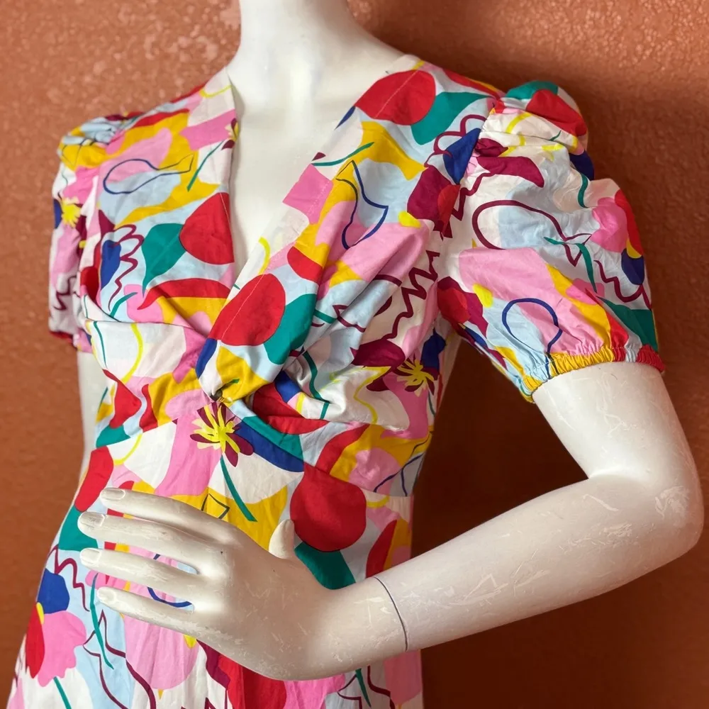 FREE PEOPLE Glamorous Abstract Rainbow Colorful Abstract Print dress Size 6. E51 - Image 6