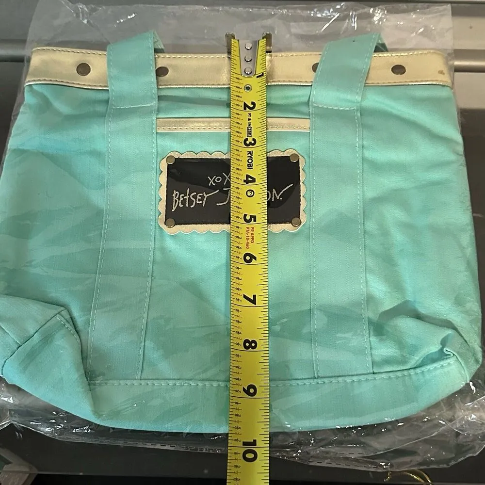 NWT Betsey Johnson XOX Shoulder Purse Teal And Gold Never Out The Bag - Image 3