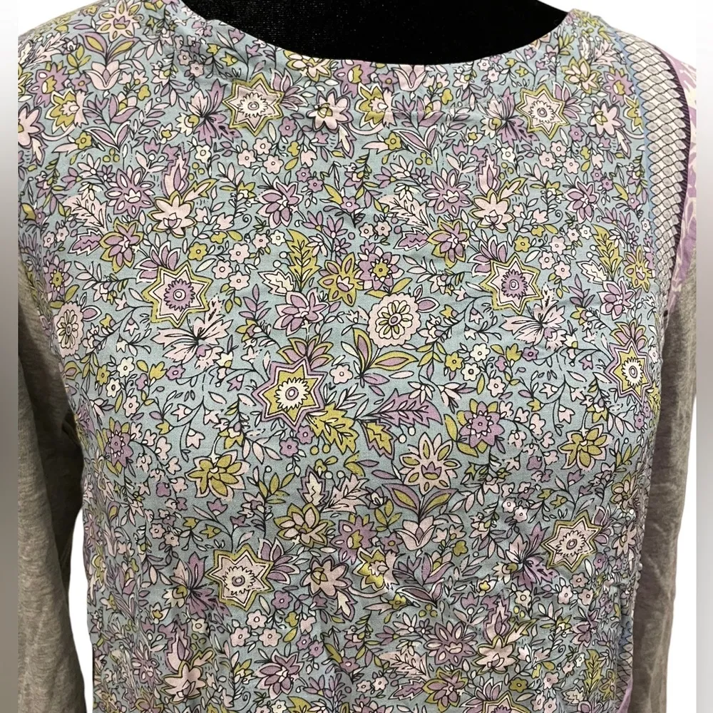 J. Jill Pastel Boho Hippie Whimsical Spring Geometric Garden Floral Paisley Top - Image 2
