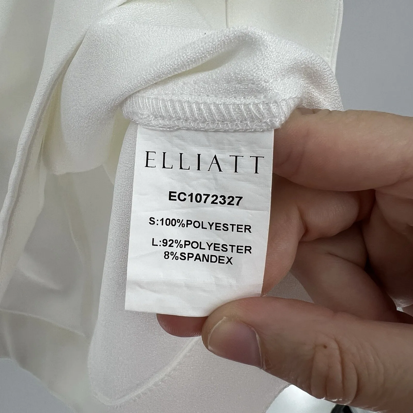 Elliatt Clarice Mini‎ Dress White Long Puff Sleeves Crepe Zip Up Size Small - Image 11