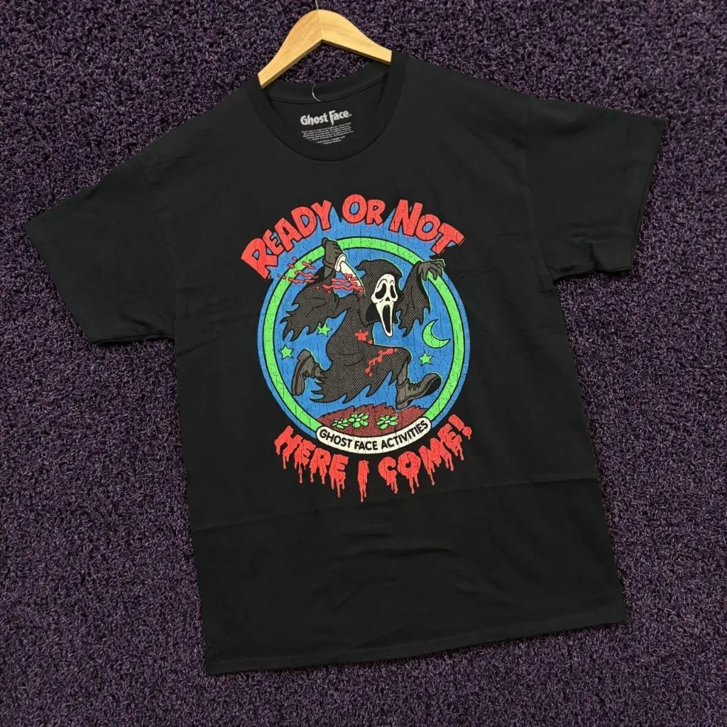 Ghost Face Ready Or Not Here I Come Scream Movie T-Shirt L - Image 3