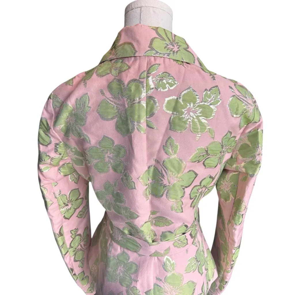 Andreeva x LoveShackFancy - NWT Pink Green Floral Jacquard Wrap Jacket Sz 6 - Image 5
