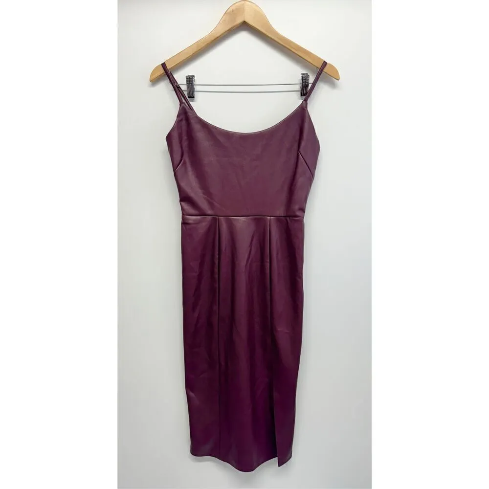 Steve Madden Mini Dress in Cordovan Faux Leather Size 2 Sleeveless NWT - Image 3