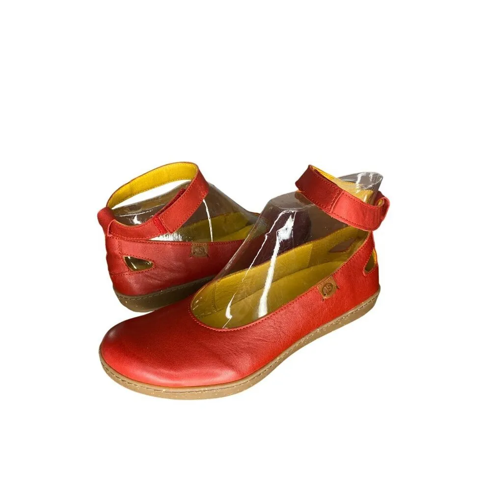 Josef Seibel Alea 03 Castoro Red Leather Ballet Flats With Ankle Strap Size 6/37 - Image 5