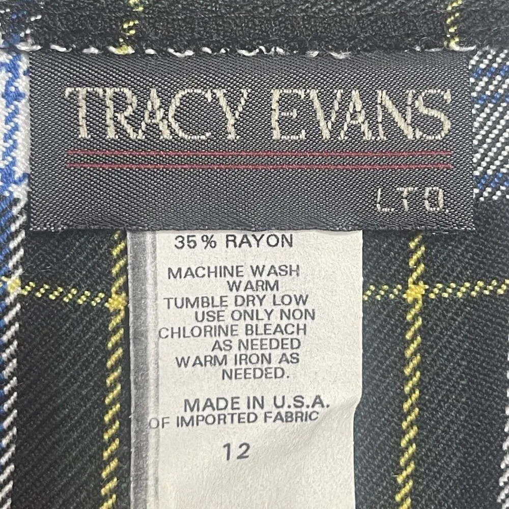 Tracy Evans Skirt Size 12 Green Black White Plaid Tartan Short Knee High School - Image 10