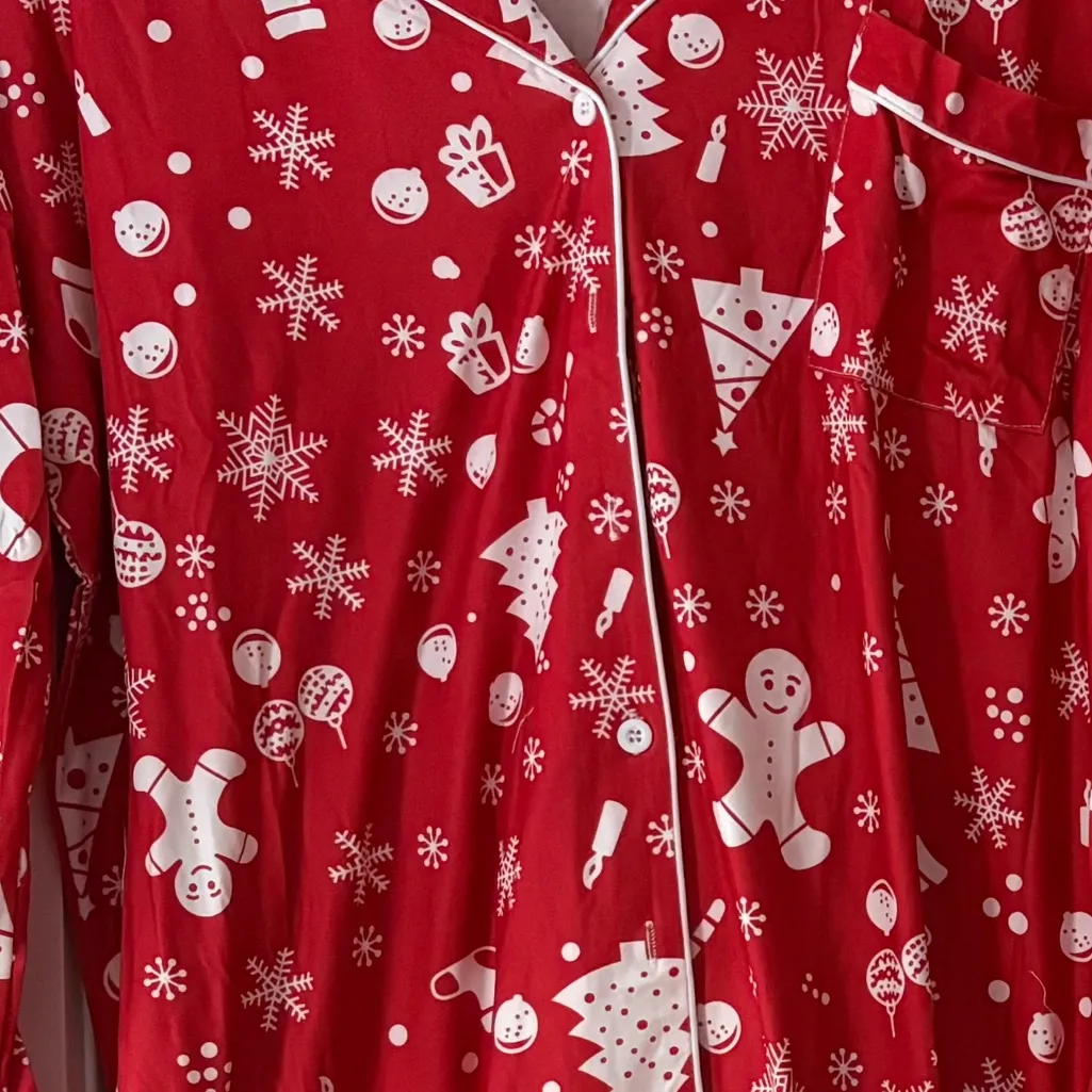 Sample Sale Red Snowflake Gingerbread Pajama Set Size Large New - Image 5