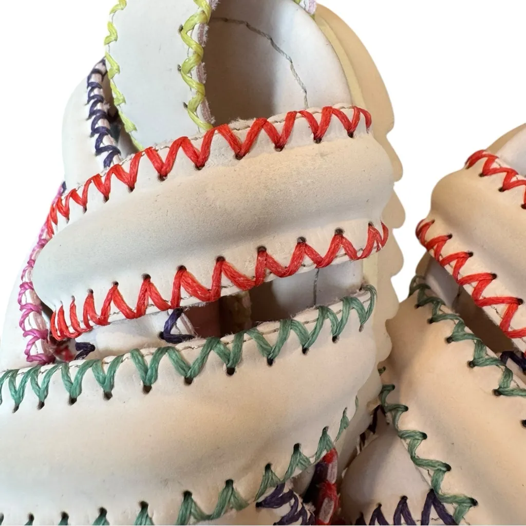 Farm‎ Rio Zigzag Stitch Vegan Leather Cross Strappy Sandals 9 Light Pink - Image 8