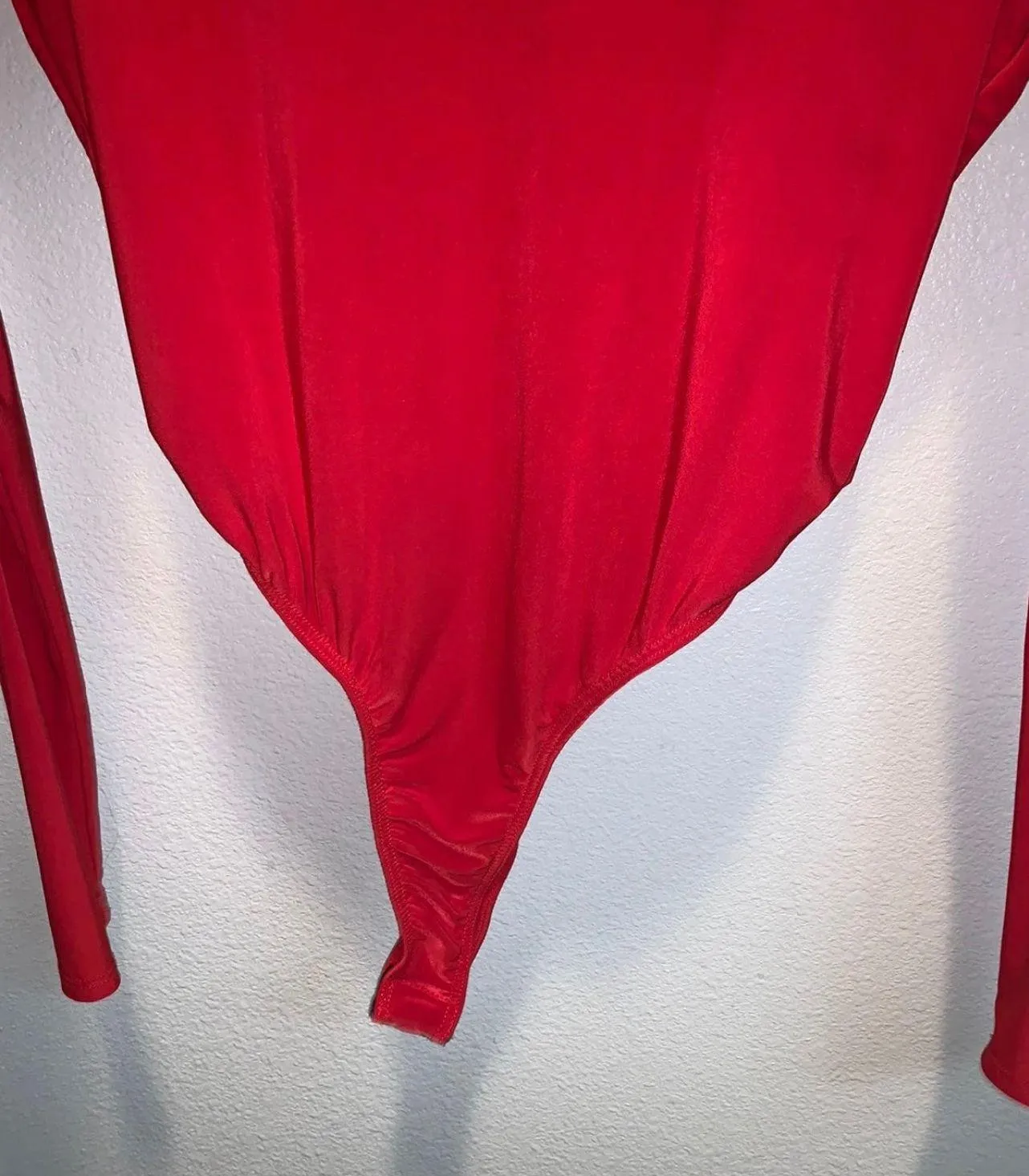 Long Sleeve High Cut Red Bodysuit US M Size M - Image 4
