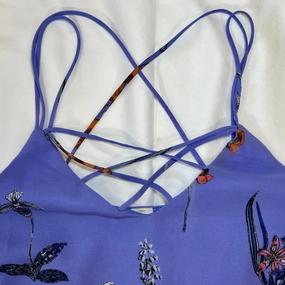 Japna | Periwinkle Floral Spaghetti Strap Tank | Small - Image 3