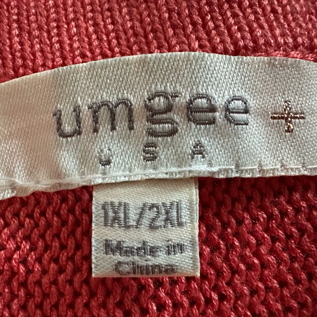 Umgee Red & Ivory Boho Open-Front Kimono with Crochet Back & Fringe (1148-1) - Image 12