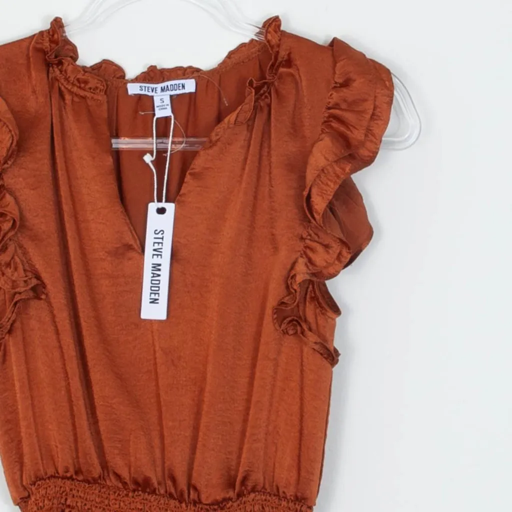 Steve Madden Prairie Dreams Flutter‎ Sleeve Dress In Apricot Womens Small NWT - Image 2