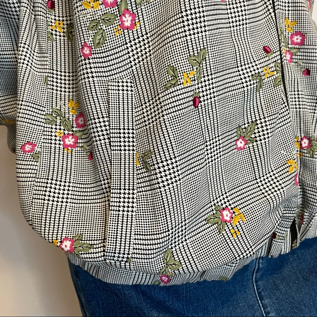 Christopher & Banks Lightweight Jacket Houndstooth Floral Plaid Pattern Spring M - Image 4