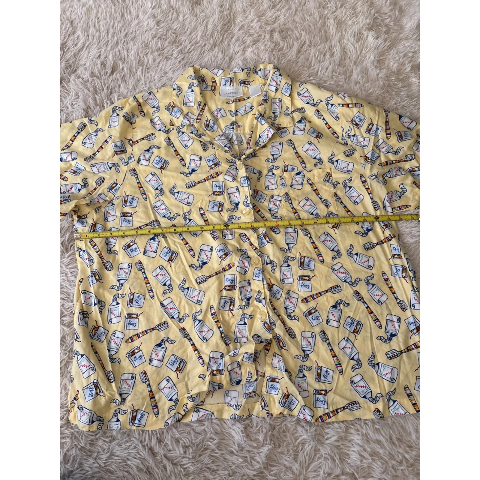 Cabernet Sleepwear Women's Pajama Set Yellow Toothpaste Print Top Pants 3X - Image 5