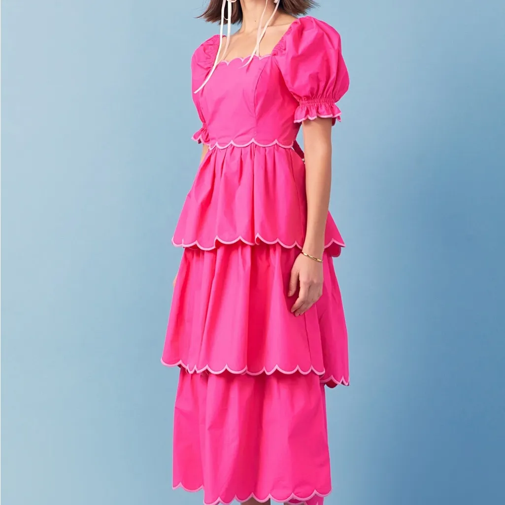 English Factory Fuchsia Tiered Dress - $185 MSRP - Size XS - Image 3
