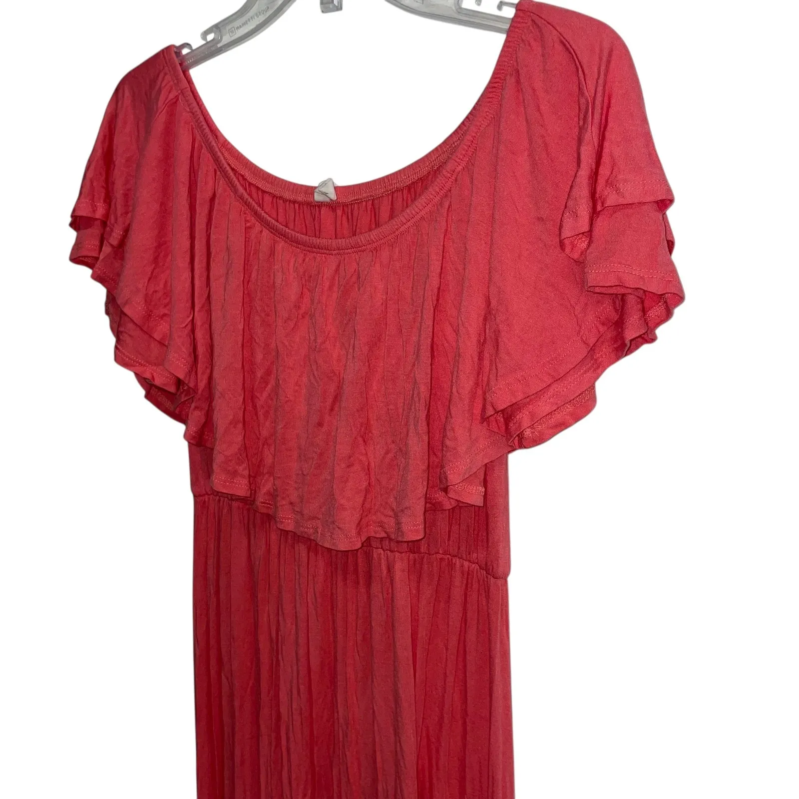 Pink Blush Off Shoulder Ruffle Maxi Dress Women's S/MSmocked Waist Flowy - Image 2