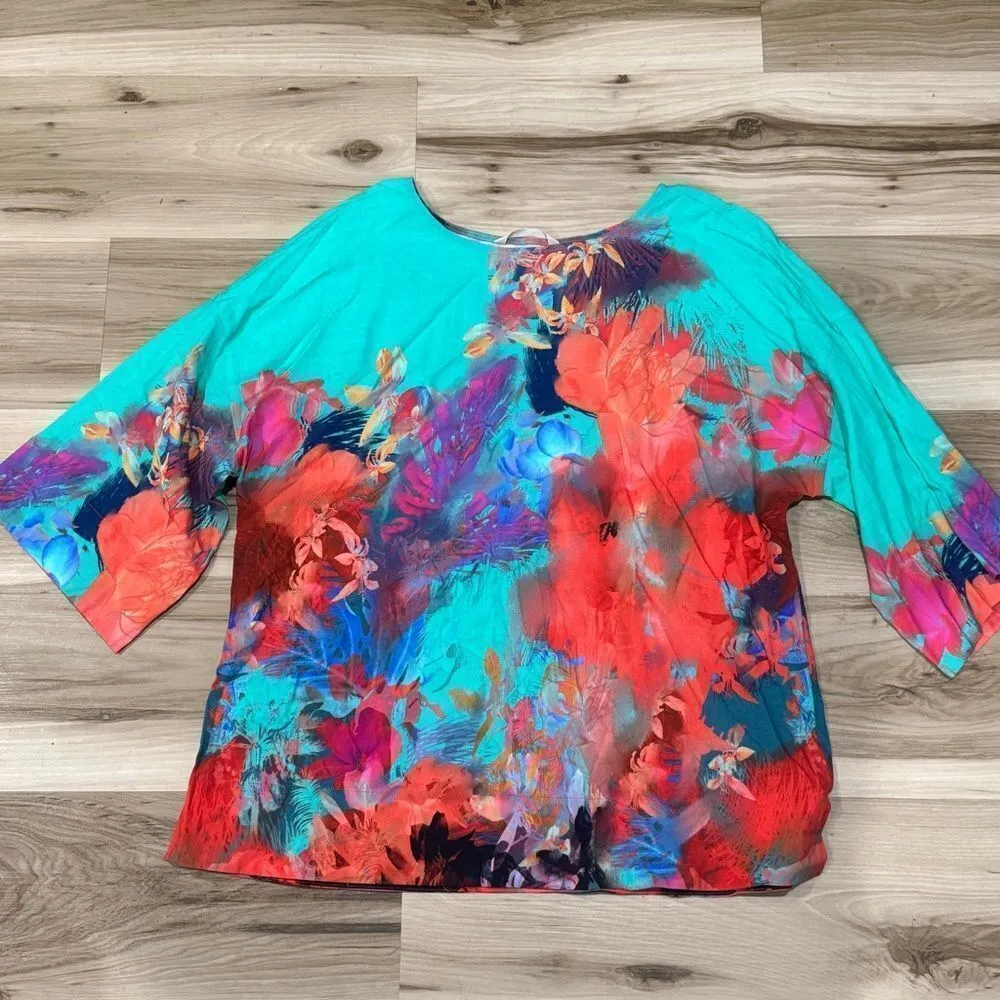 Soft Surroundings Marciana Bright Abstract Sea Reef Colorful Top Women’s Medium - Image 4