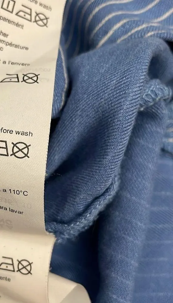 Blue & White Striped Long Sleeve Button Down Women's Shirt Size Small - Image 15