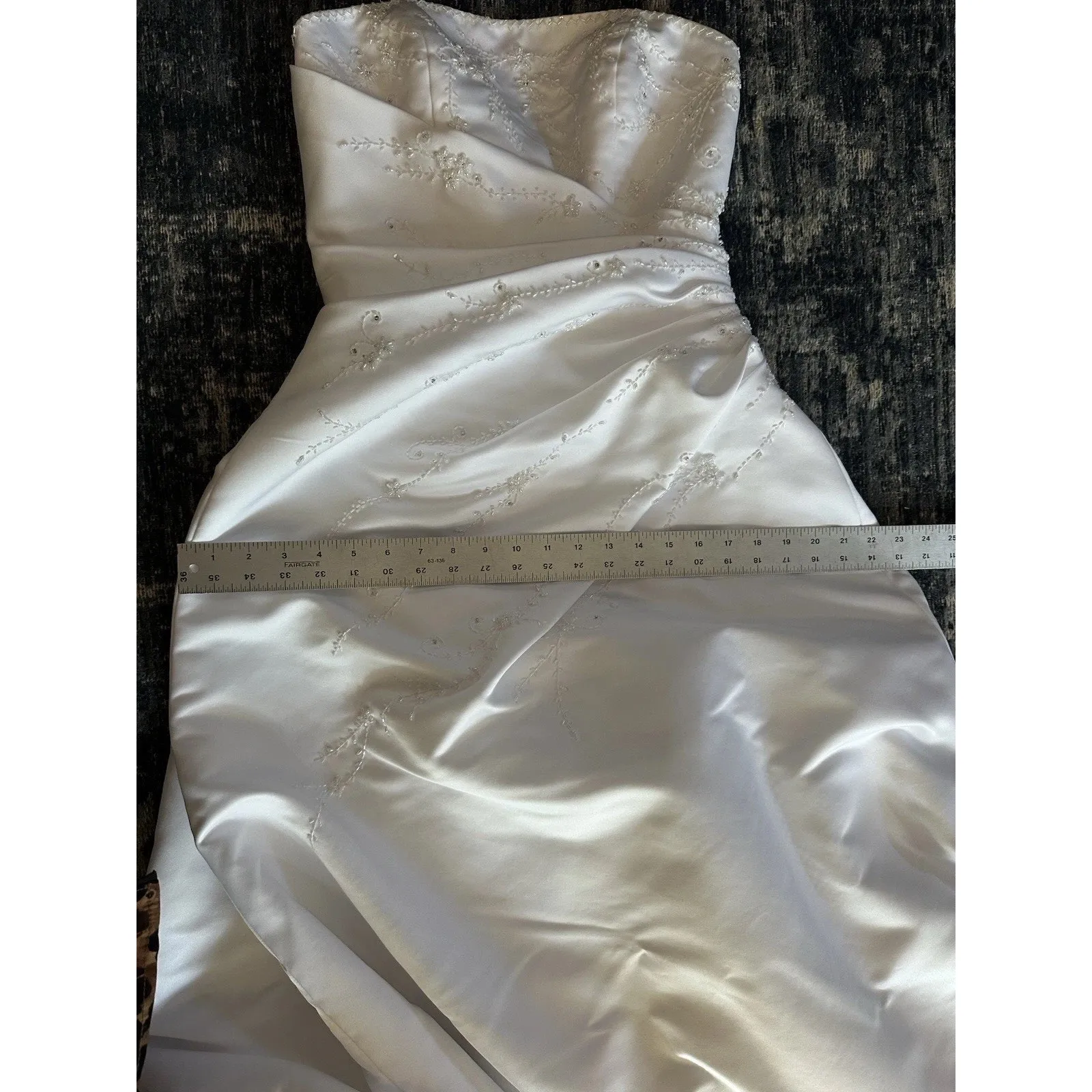 VINTAGE David's Bridal Michelangelo Beaded Wedding Dress Fit&Flare White Size 8 - Image 14