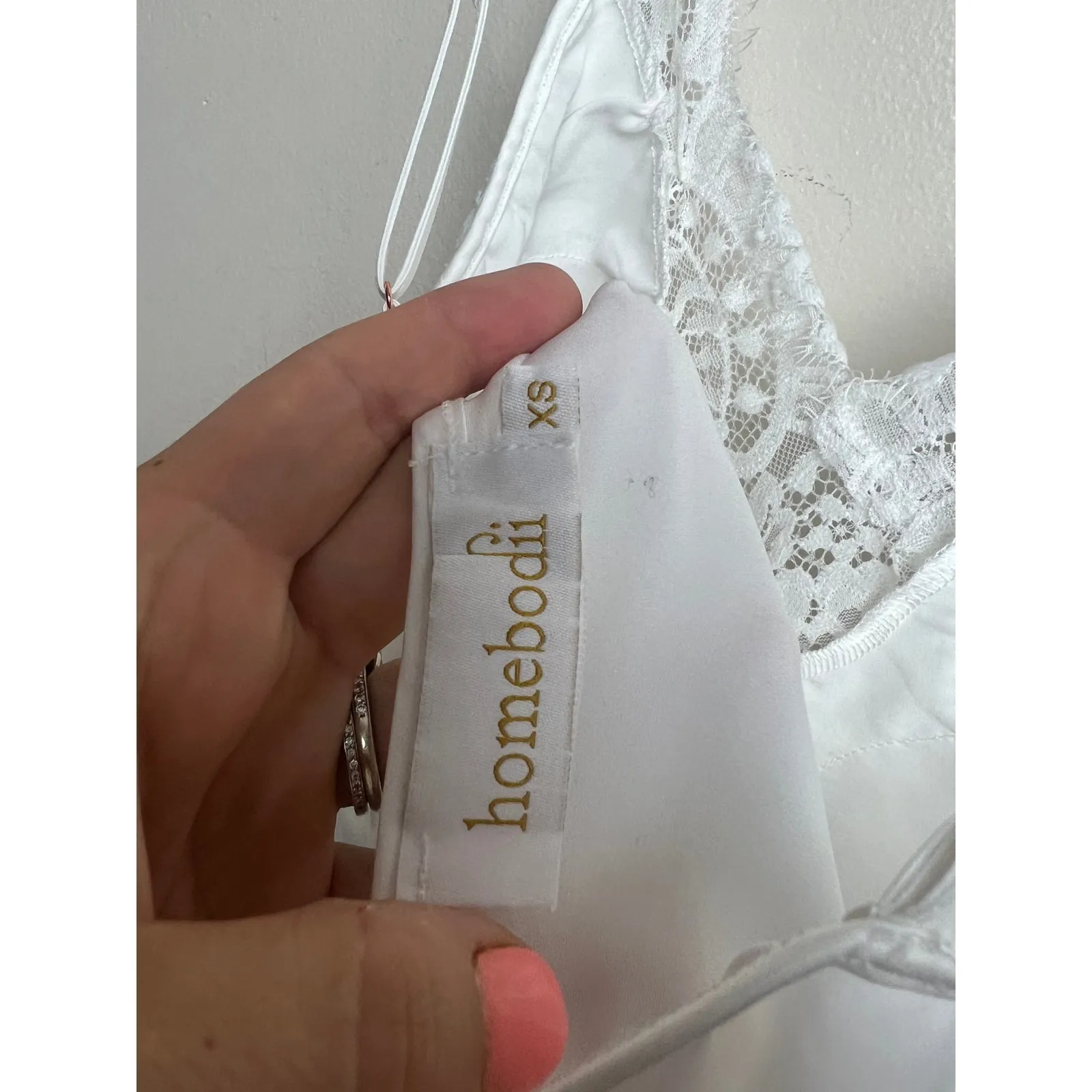 Homebodii Sian Luxury Satin White Lace Cami Sz. XS - Image 6