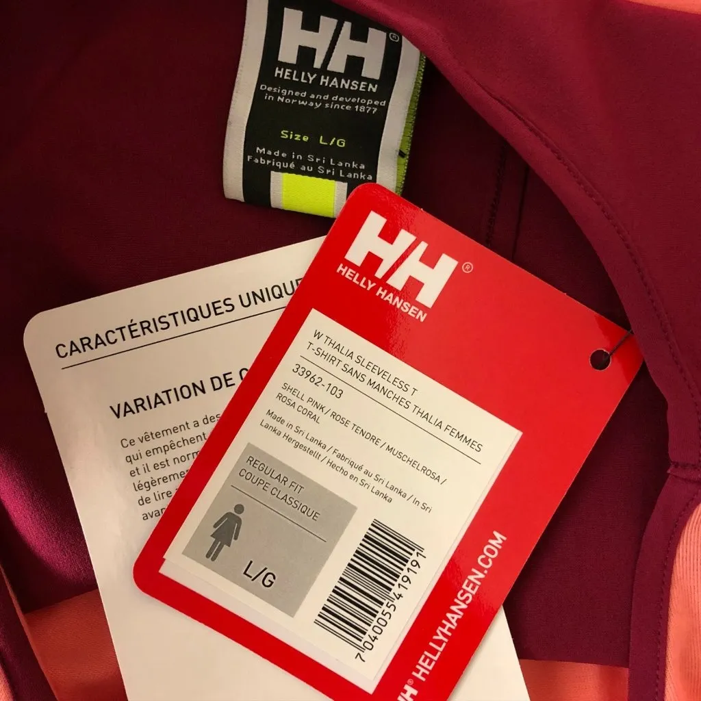 Helly Hansen Womens Sleeveless Top Muscle Tee Color Block Vented Pink Purple L - Image 3