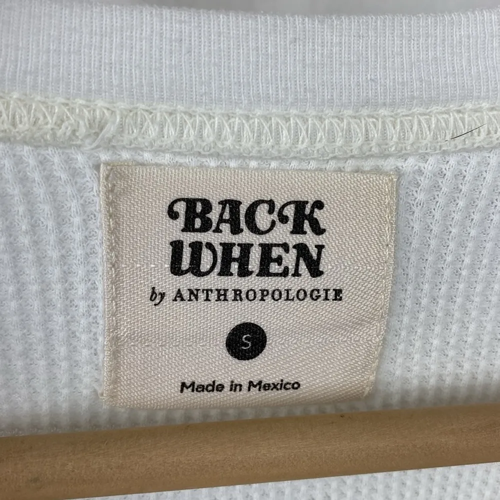 Anthropologie Back When White Long Sleeve Waffle Weave Graphic Grateful Tee S - Image 7