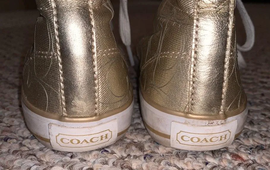 Coach Gold  High Top Sneakers - Image 2