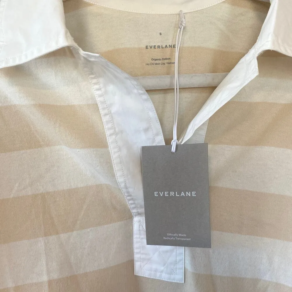 NWT Everlane The Organic Cotton Polo Dress Cream Stripe Size Small - Image 5
