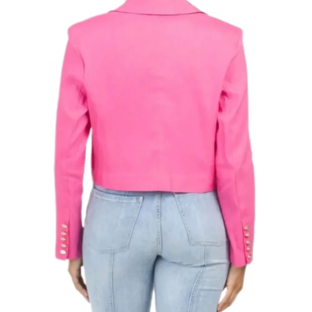 🩷House of Harlow 1960 Cropped Double Breasted Blazer / Hot Pink, Size Small Pink - Image 3
