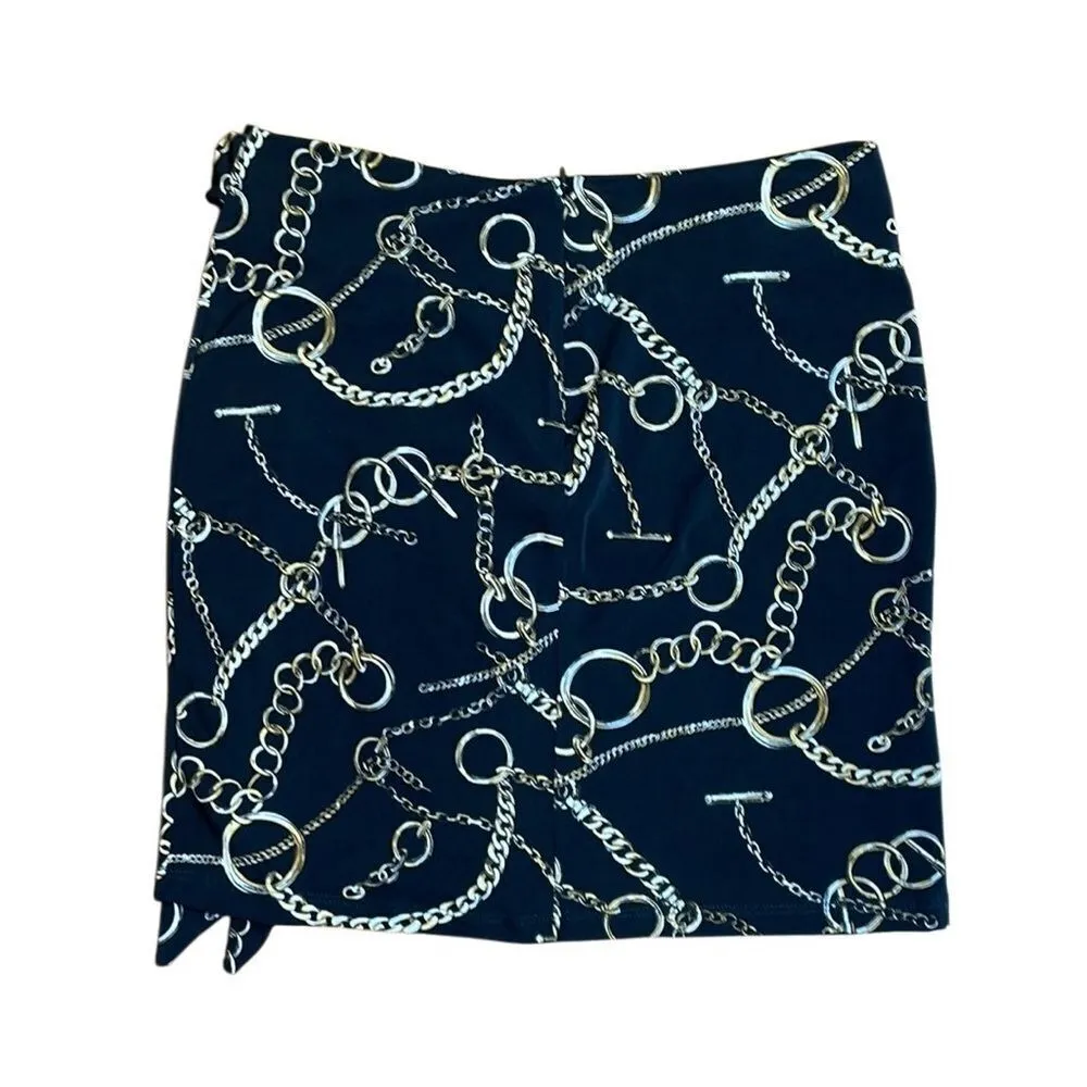 NWT Y2K vintage Cache black chain mini skirt Jersey Small tie front - Image 3