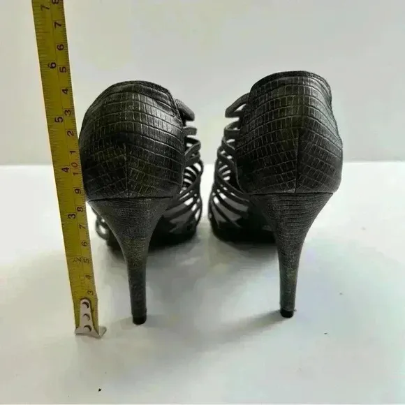 New York Transit Sandals‎ Shoes Women’s Size 6 Jeweled Bronze Color Caged Heels - Image 6