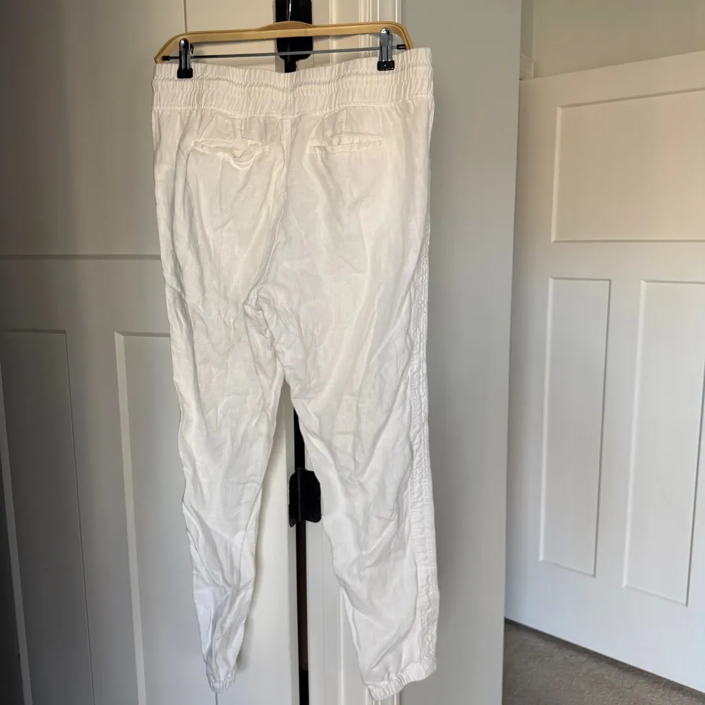 Athleta Cabo Linen Joggers White Pants Lounge - Image 5