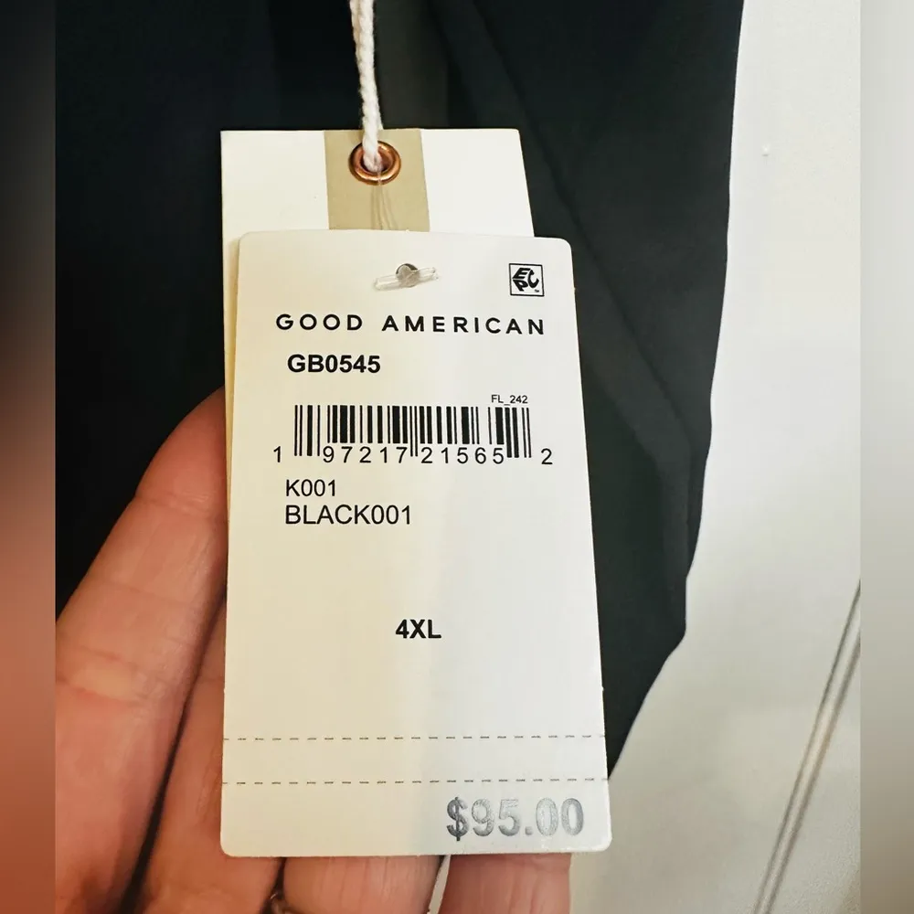 Good American Scuba Scoop Neck Snap Bodysuit Long Sleeve Black Womens size 4XL - Image 4