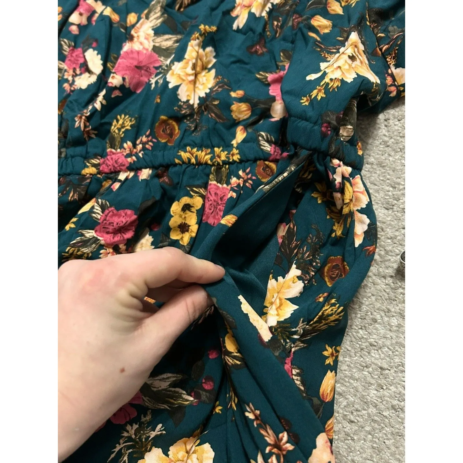 Torrid 2 Dress Real Green Floral Challis‎ Tiered Skater Corset Back Plus Strappy - Image 8