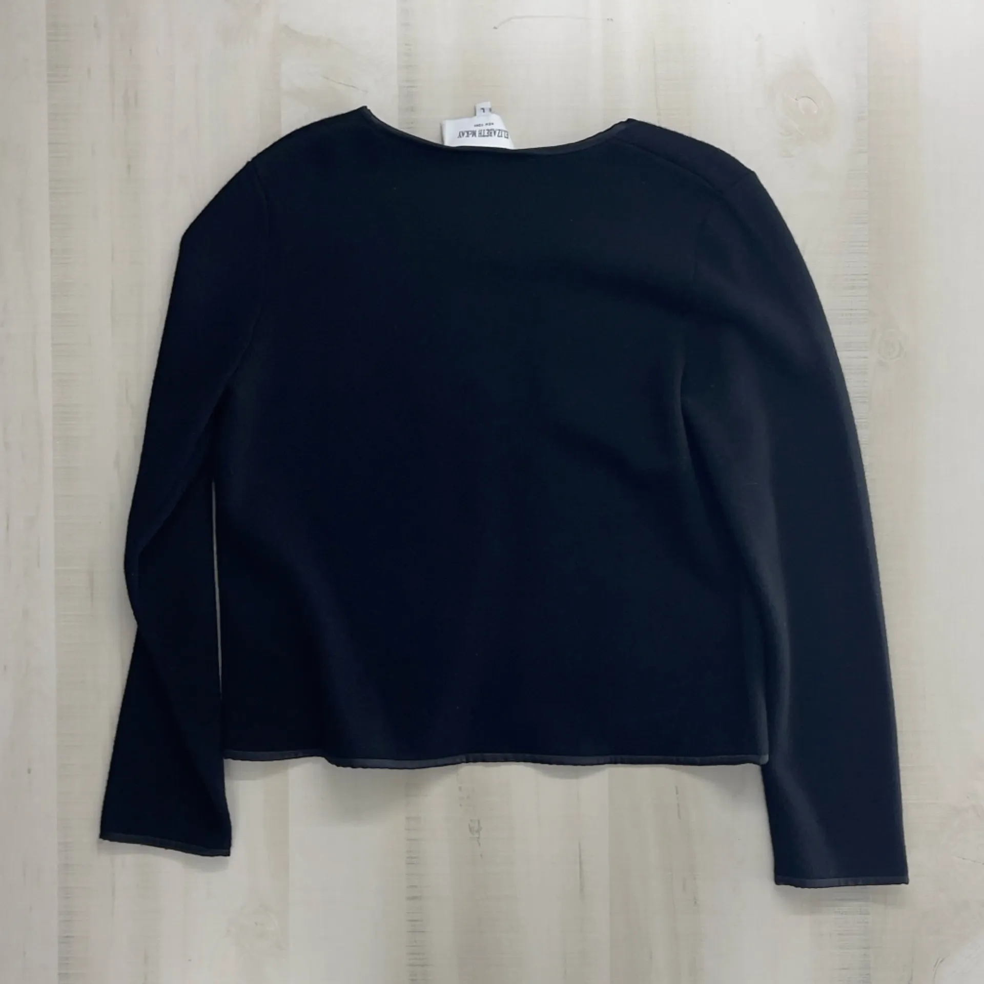 ELIZABETH MCKAY black cashmere cardigan sweater blazer work career L Size L - Image 6