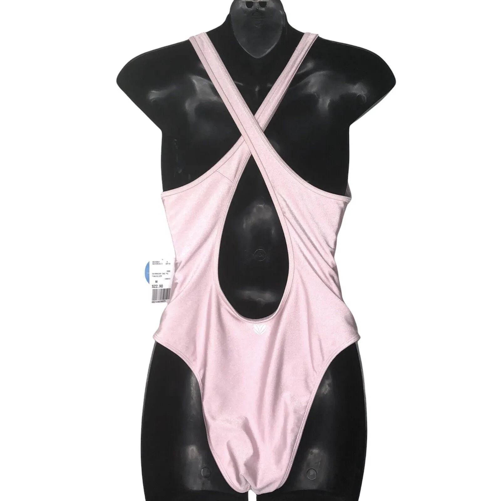 Get Salty One Piece Swimsuit NEW FOREVER‎ 21 UPF 50+ Medium Pink Silver Mesh - Image 4