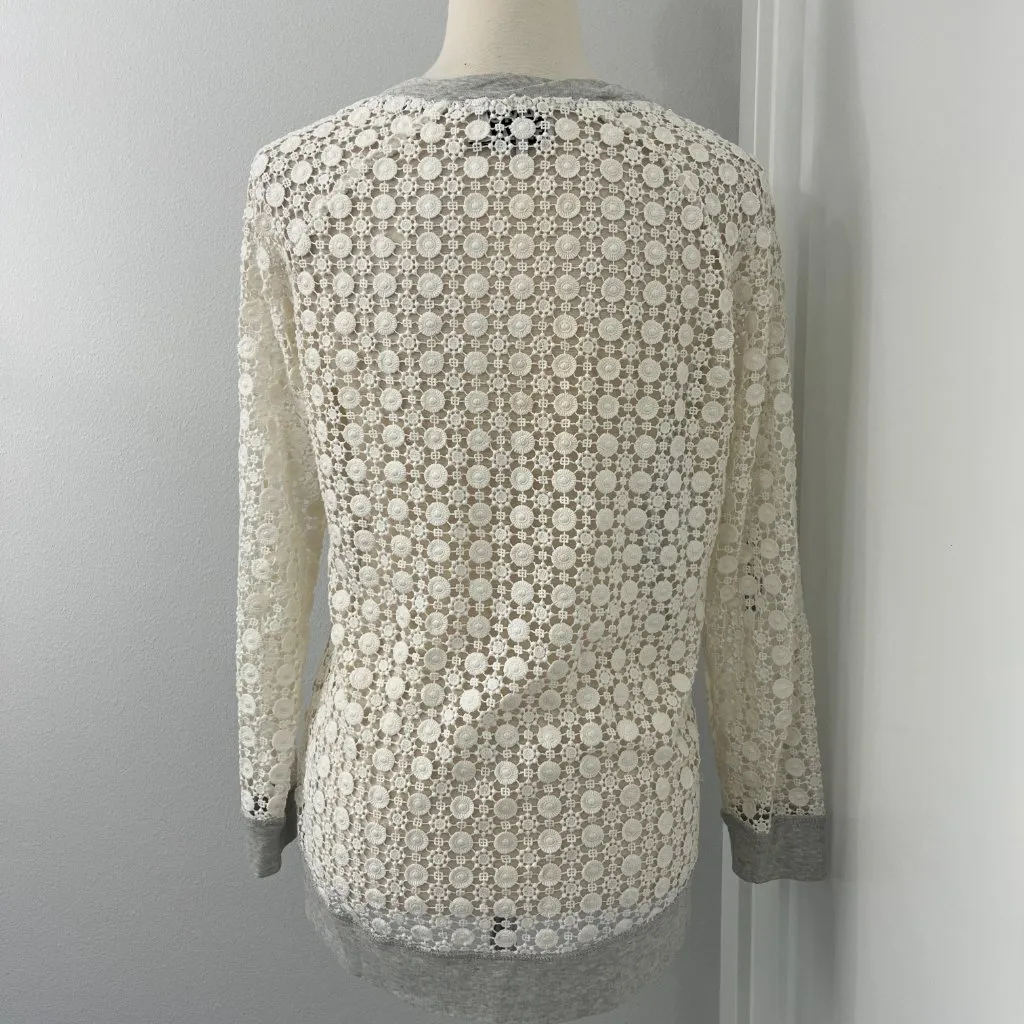 Anthropologie Pam &Gela Small Cream, Gray Crochet Top - Image 3