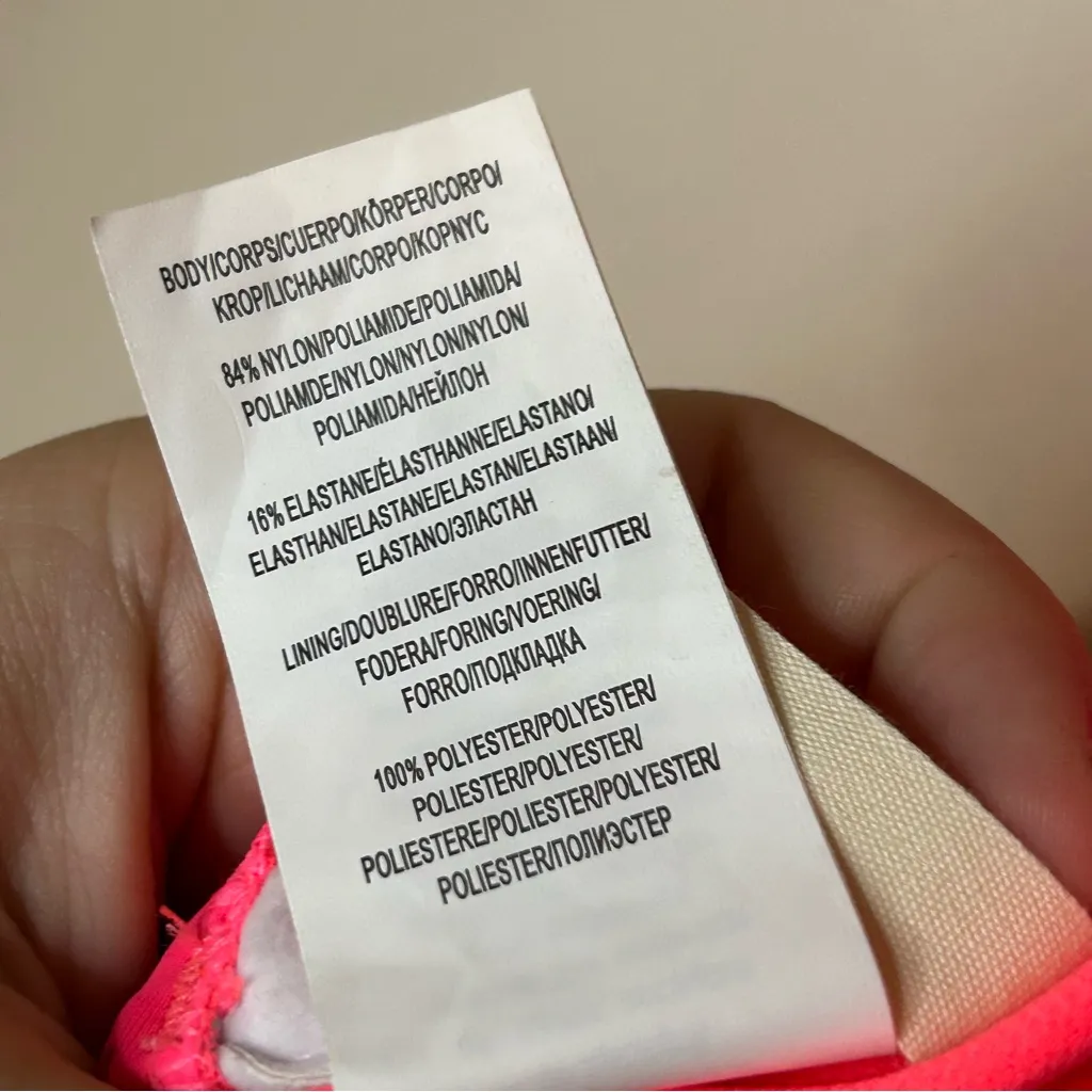 Hobie Neon Hot Pink Bikini Top Solids Push Up Ruffled Underwire Halter Medium - Image 11