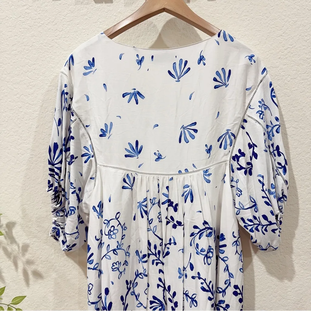 Greylin Nanci Popover Mini Dress Ivory Blue Size Small NWT Casual Vacation - Image 11