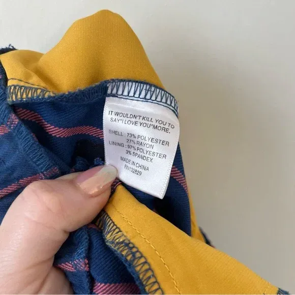 Navy & Coral Striped High Rise Skinny Cuff Snap Pant XXS - Image 13