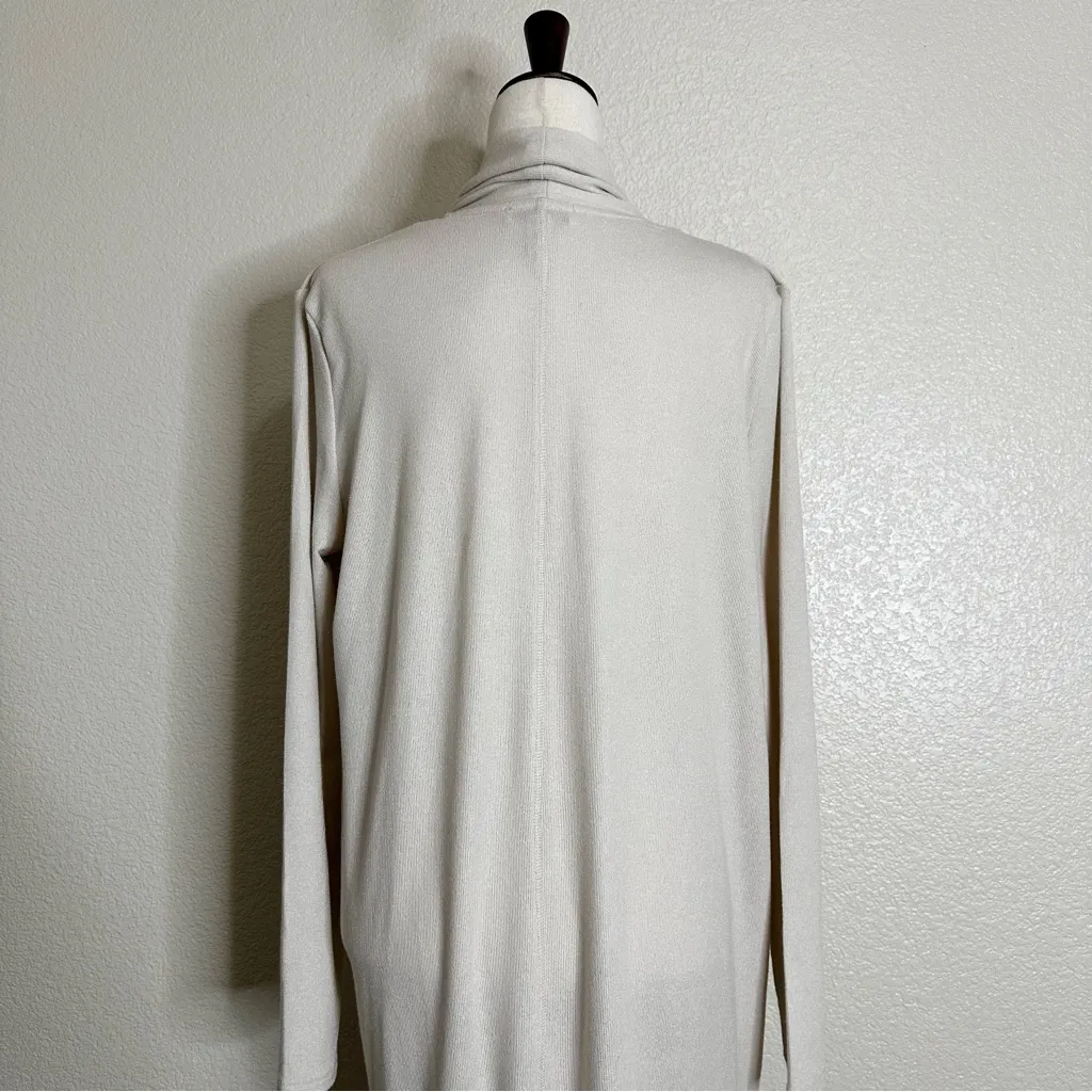 Halston Cream Open Front Longline Duster Cardigan, Sz Medium - Image 9