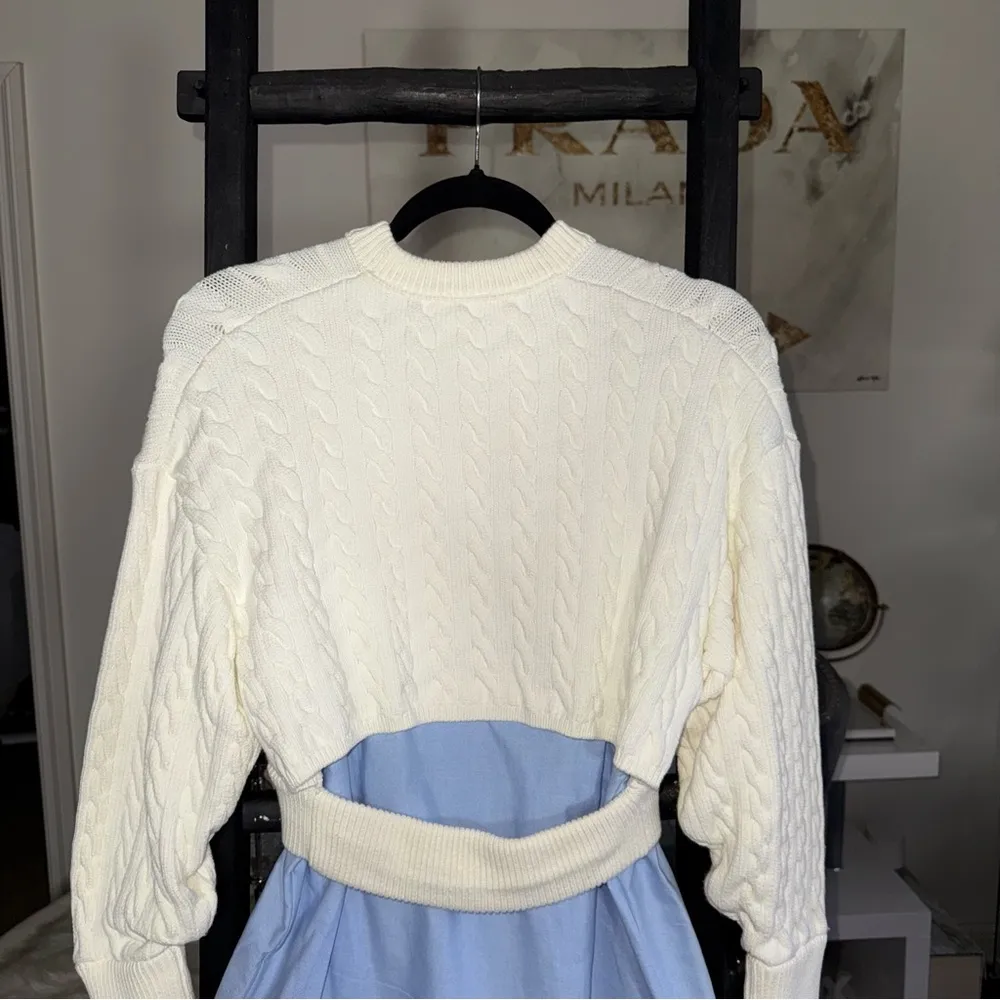 Alexander Wang Bi-Layer Layered Cotton Blend Cable-Knit Oxford Cardigan - Image 8