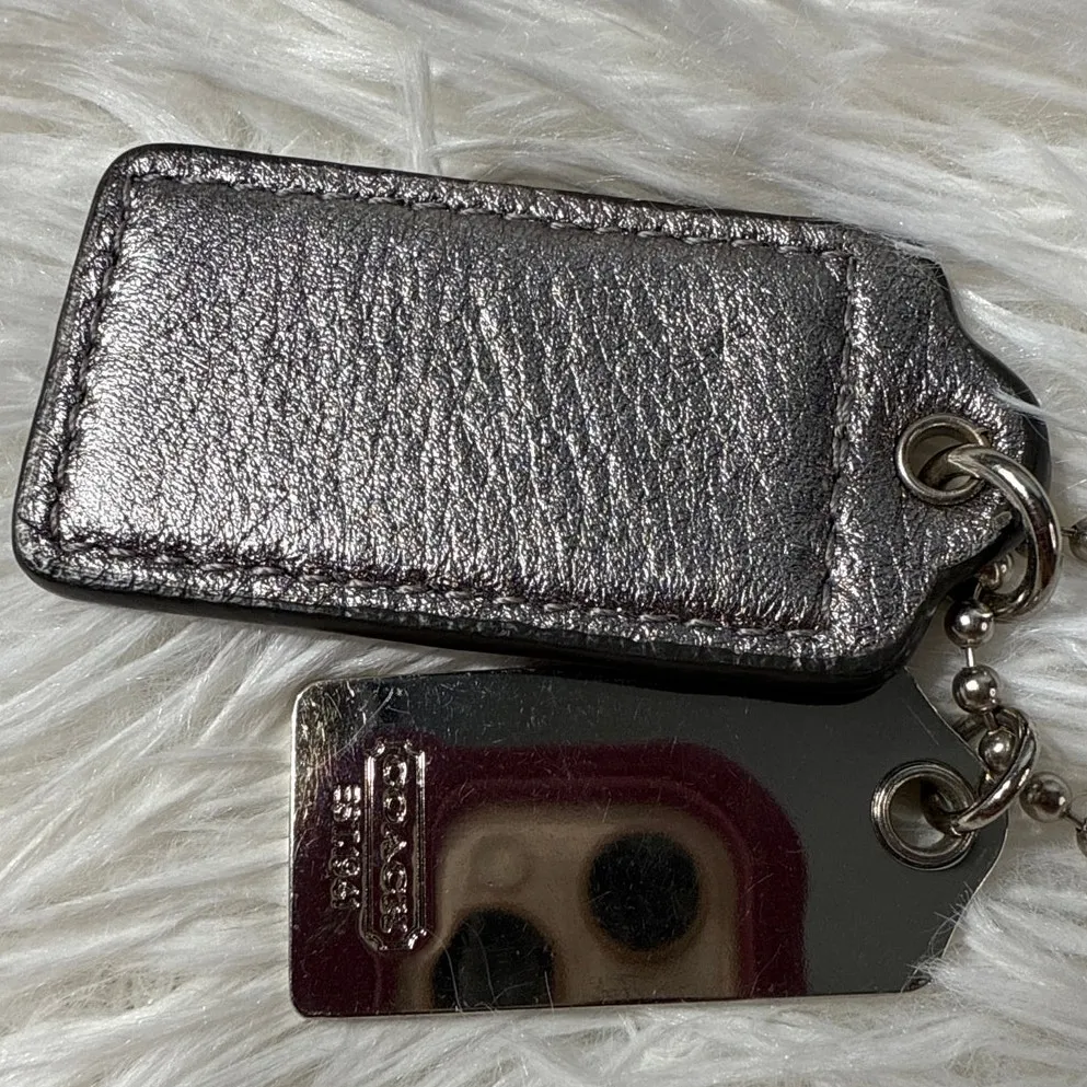 2" 1.5" COACH Set of 2 Silver Metal Fob Bag Charm Hang tag Hangtag - Image 2