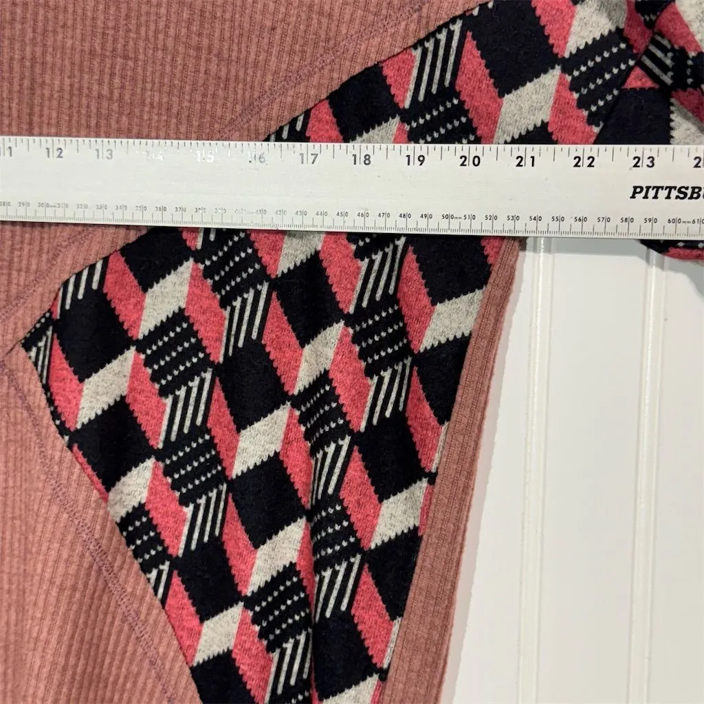 Sunshine & Rodeos Geo‎ Sleeve Sweater M Pink Retro Indie Sleaze Soft Grunge Boho Size M - Image 3